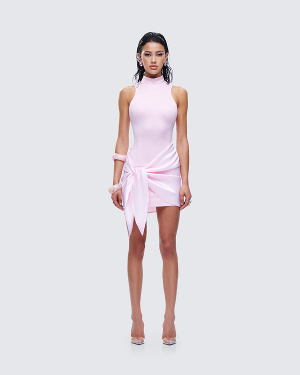 Finesse Lindsey Pink Wrap Mini Dress