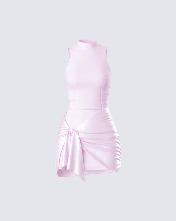 finesse Lindsey Pink Wrap Mini Dress