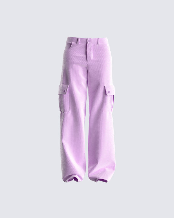 finesse Lisa Lavender Corduroy Cargo Pant