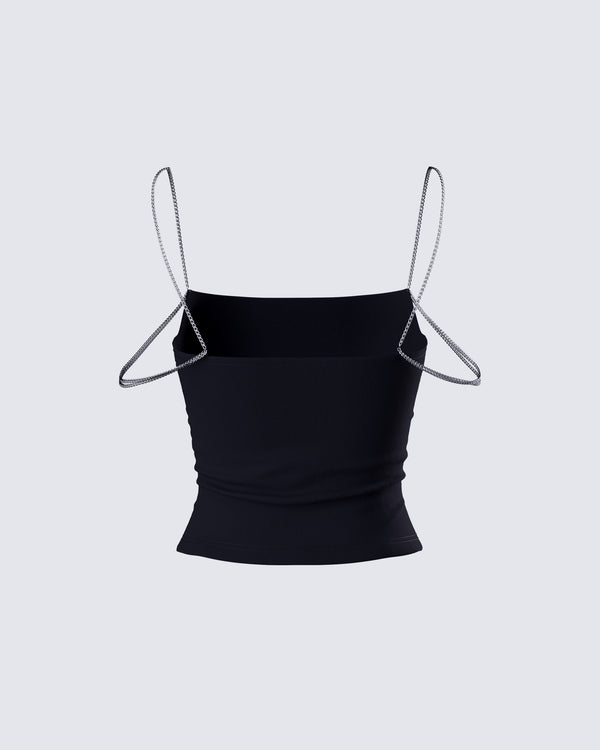 Finesse Livia Black Strappy Chain Top
