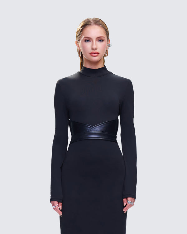 Finesse Lola Black Faux Leather Belt