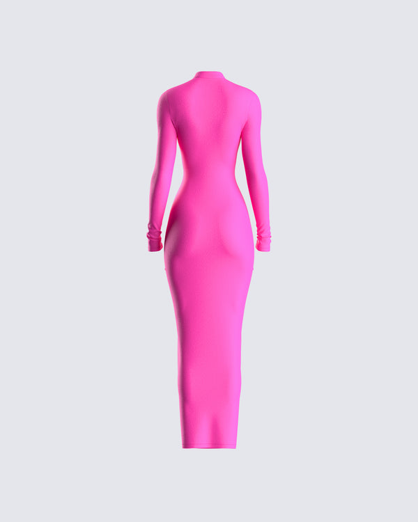 Finesse Lola Hot Pink Bodycon Maxi Dress