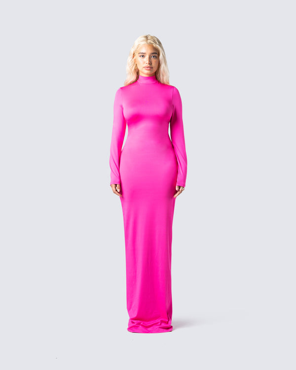 Finesse Lola Hot Pink Bodycon Maxi Dress