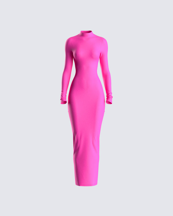 finesse Lola Hot Pink Bodycon Maxi Dress