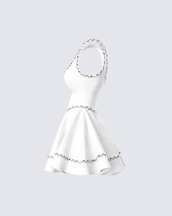 Finesse Lorene Ivory Tweed Mini Dress