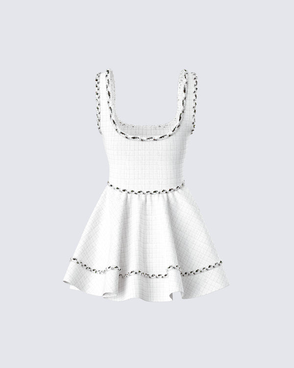 Finesse Lorene Ivory Tweed Mini Dress