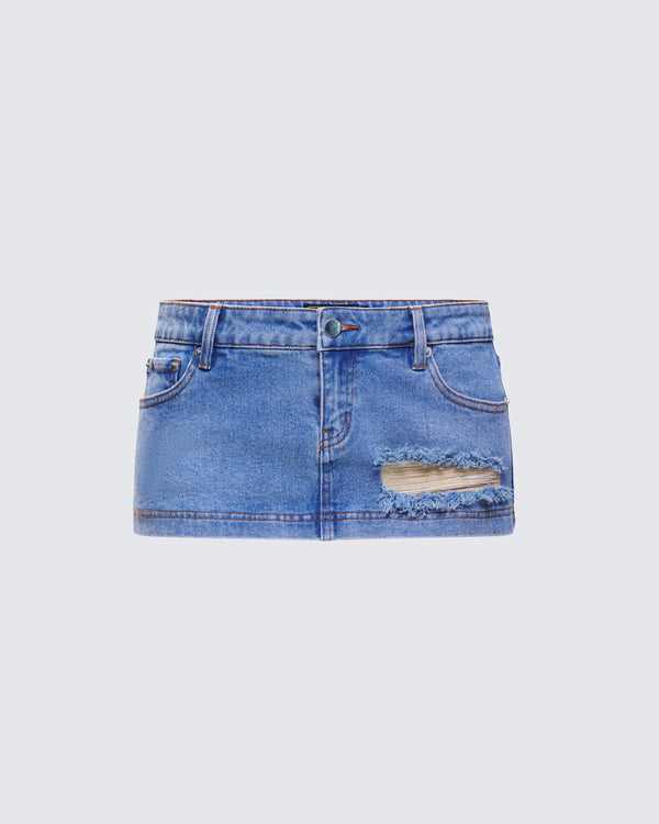 finesse Loria Blue Denim Micro Mini Skirt