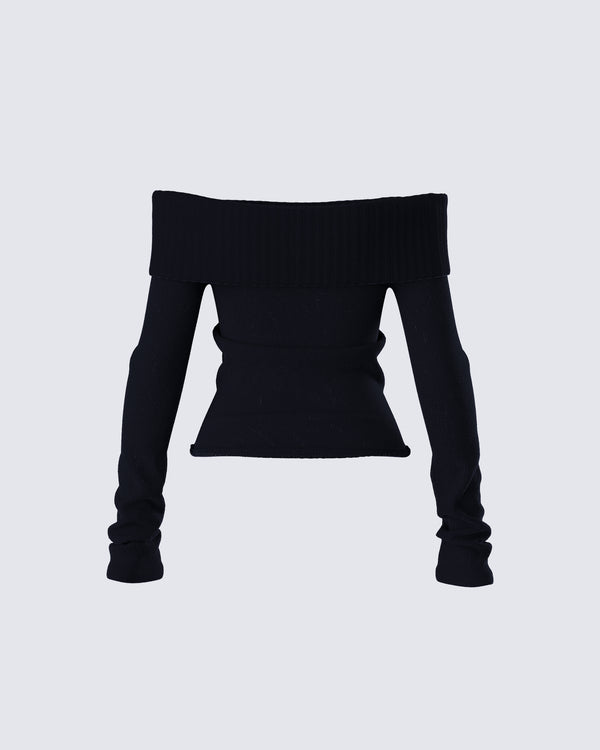 Finesse Lorraine Black Sweater Knit Top