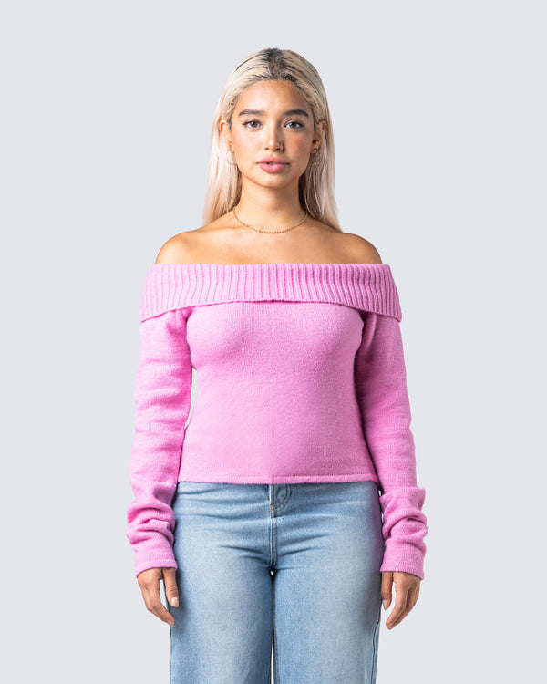 Finesse Lorraine Pink Sweater Knit Top