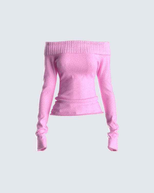 finesse Lorraine Pink Sweater Knit Top