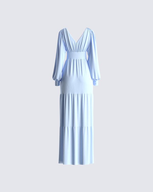 Finesse Louise Baby Blue Tiered Maxi Dress