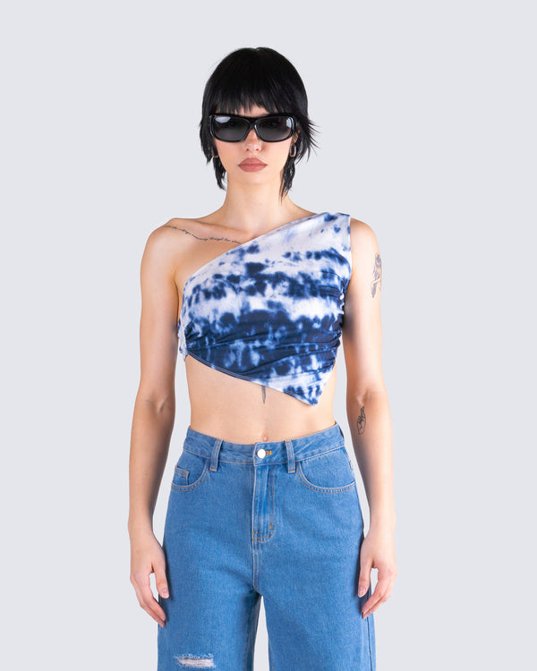 Finesse Luann Multi Print One Shoulder Top