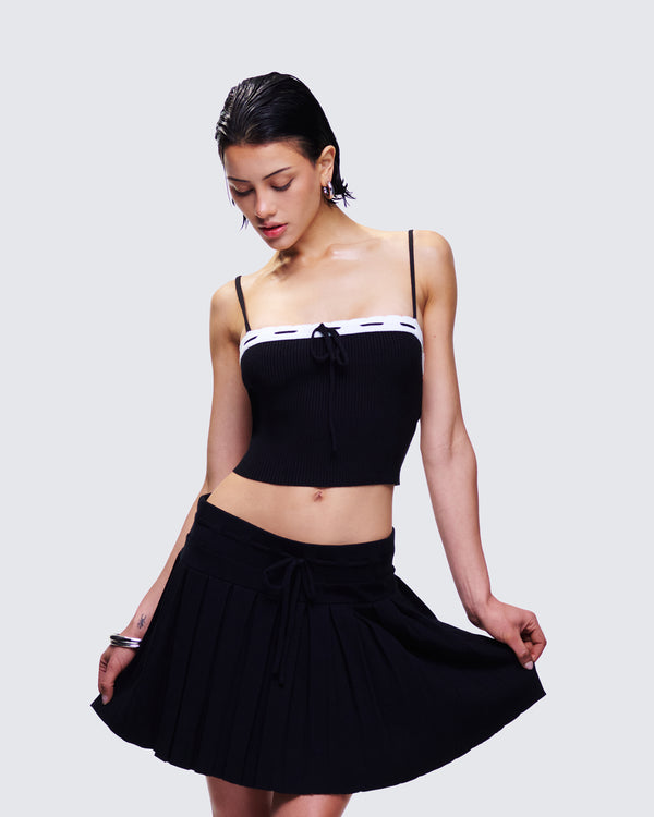 Finesse Lucien Black Ribbon Path Knitted Top
