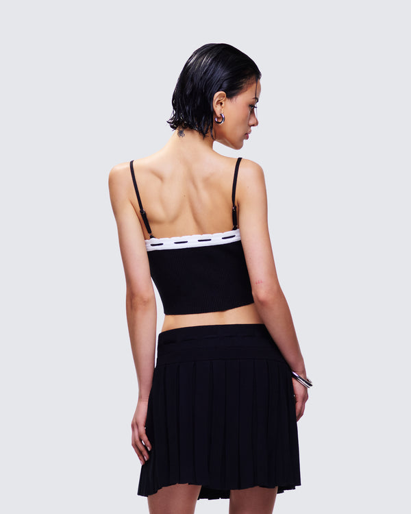 Finesse Lucien Black Ribbon Path Knitted Top