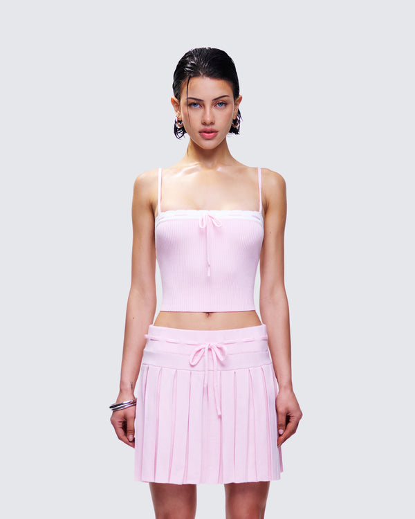Finesse Lucien Pink Ribbon Path Knitted Top