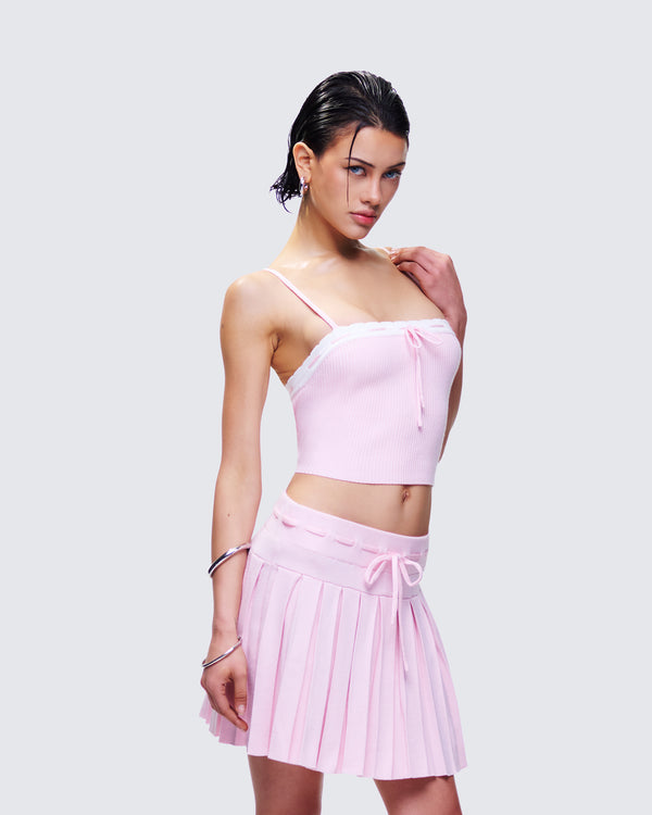 Finesse Lucien Pink Ribbon Path Knitted Top