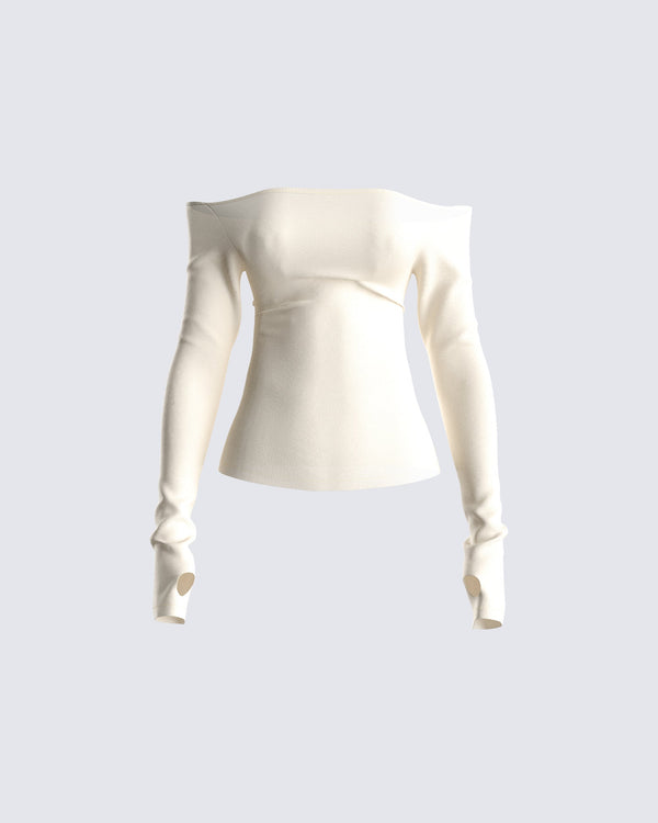 finesse Lucy Cream Off Shoulder Top