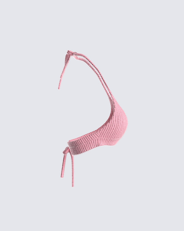 Finesse Lumi Pink Knit Bra Top