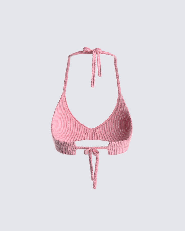 Finesse Lumi Pink Knit Bra Top