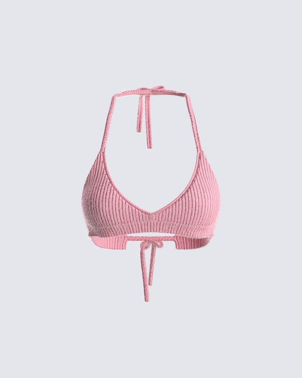 finesse Lumi Pink Knit Bra Top