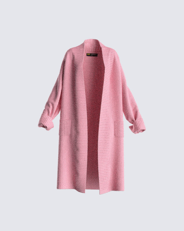 finesse Lumi Pink Knit Cardigan