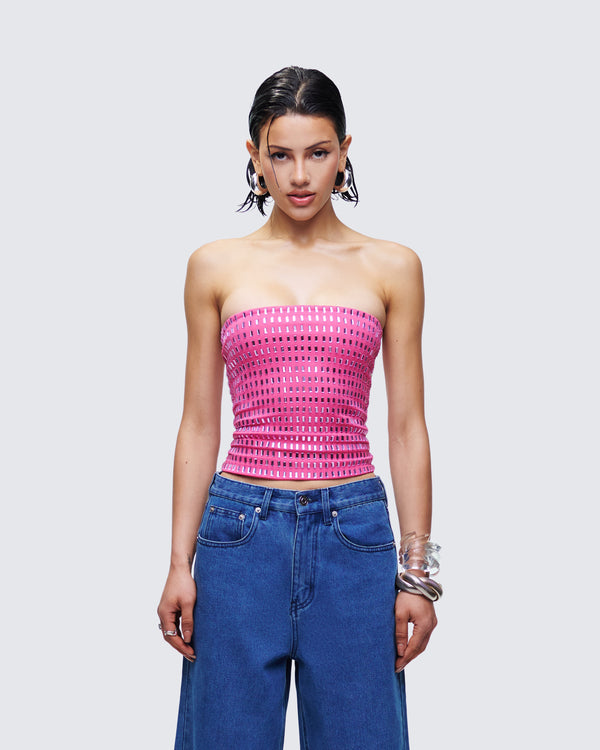 Finesse Luminosa Pink Hotfix Tube Top