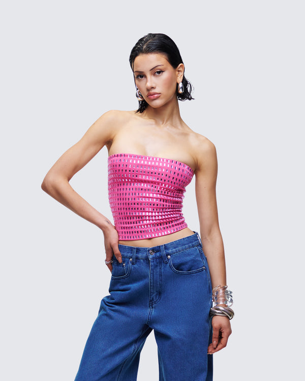 Finesse Luminosa Pink Hotfix Tube Top