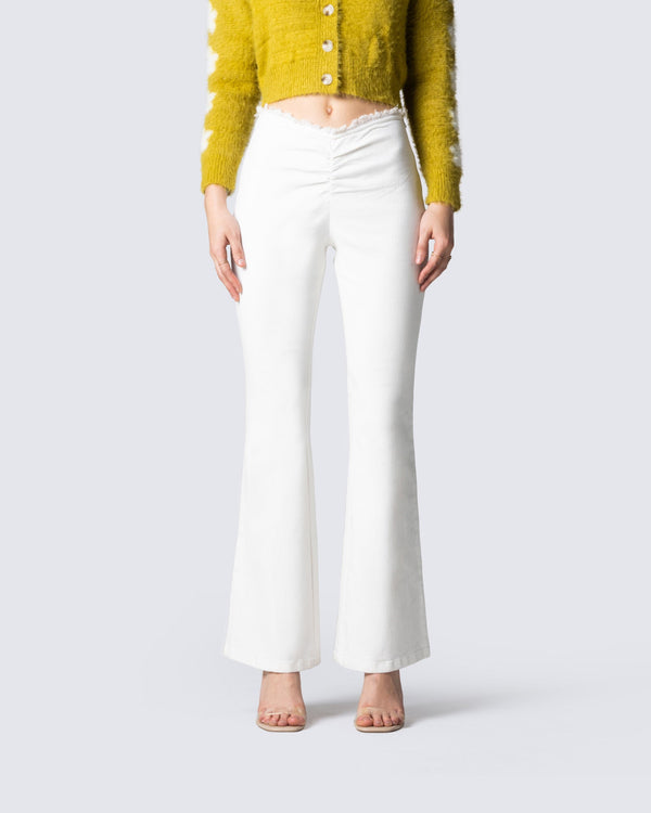 Finesse Lyle White V Waist Pant