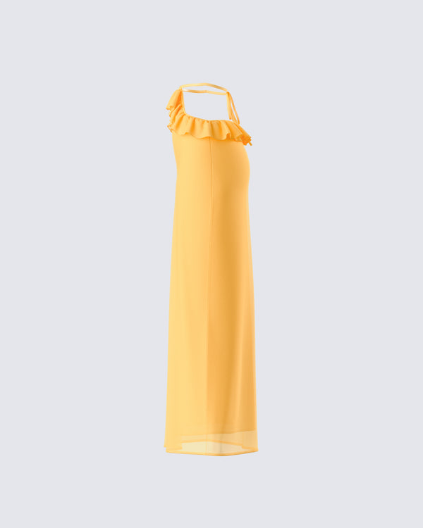 Finesse Lyra Yellow Ruffle Maxi Skirt