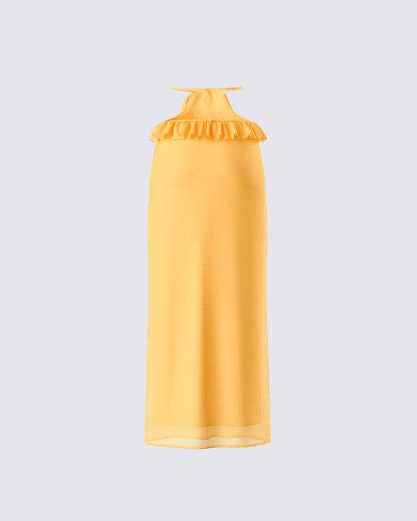 Finesse Lyra Yellow Ruffle Maxi Skirt