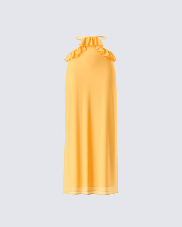 finesse Lyra Yellow Ruffle Maxi Skirt