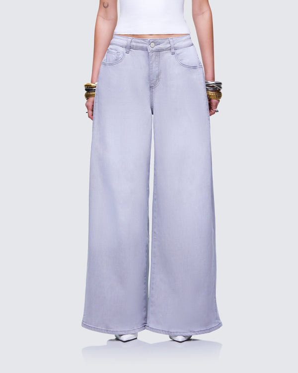 Finesse Lysandra Washed Grey Pleat Inset Jean