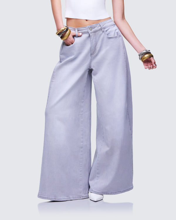 Finesse Lysandra Washed Grey Pleat Inset Jean