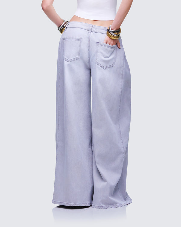 Finesse Lysandra Washed Grey Pleat Inset Jean