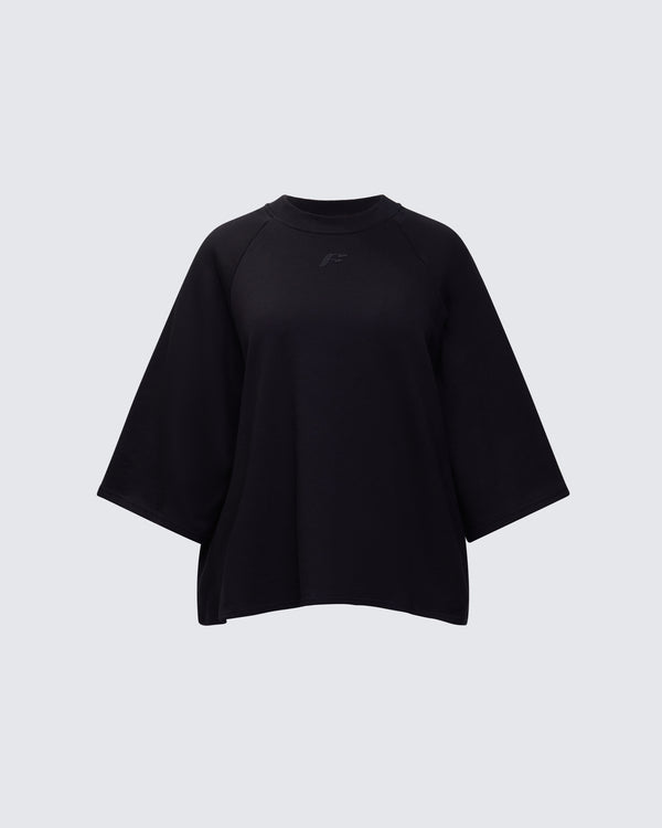finesse Mabelle Black Oversized Raglan Top