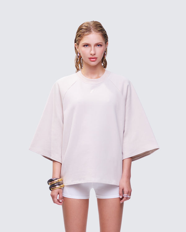 Finesse Mabelle Ivory Oversized Raglan Top