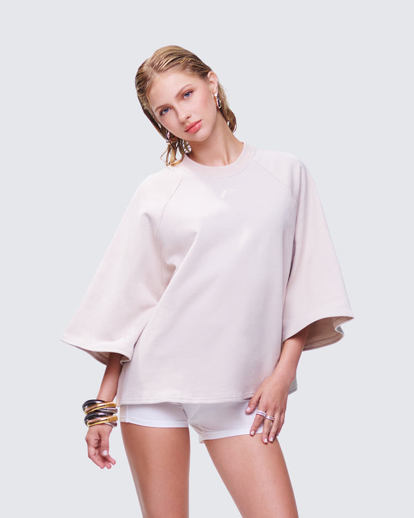 Finesse Mabelle Ivory Oversized Raglan Top