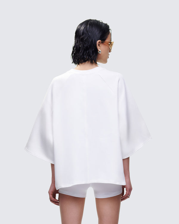 Finesse Mabelle White Oversized Raglan Top