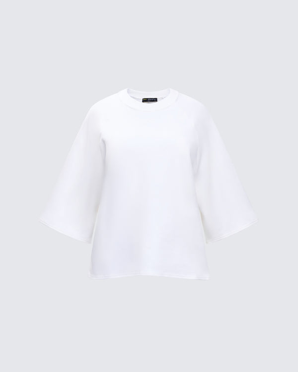 finesse Mabelle White Oversized Raglan Top
