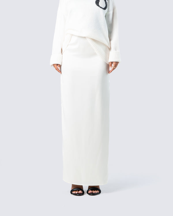 Finesse Mackenna Ivory Satin Maxi Skirt