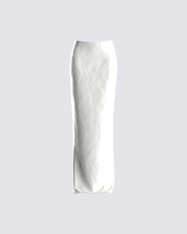 finesse Mackenna Ivory Satin Maxi Skirt
