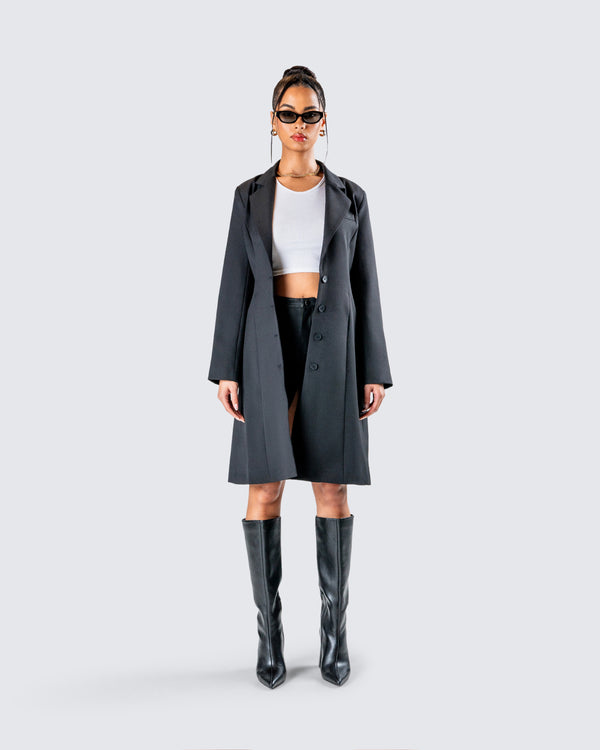 Finesse Mackenzie Black Longline Coat