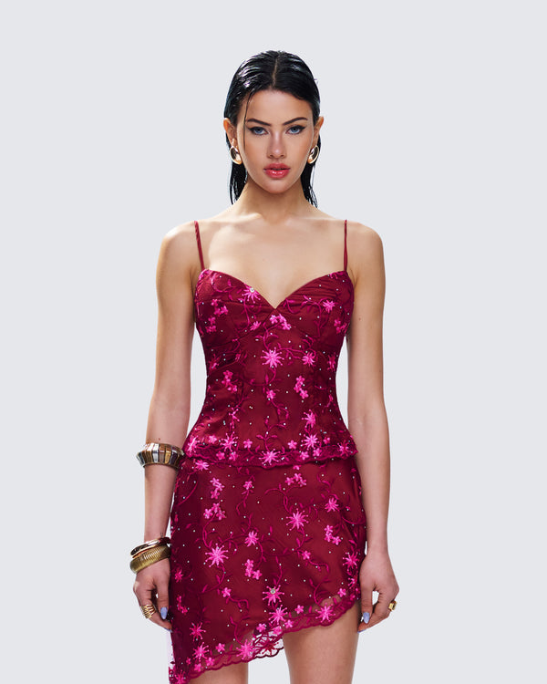 Finesse Macy Pink Lace Cami Top