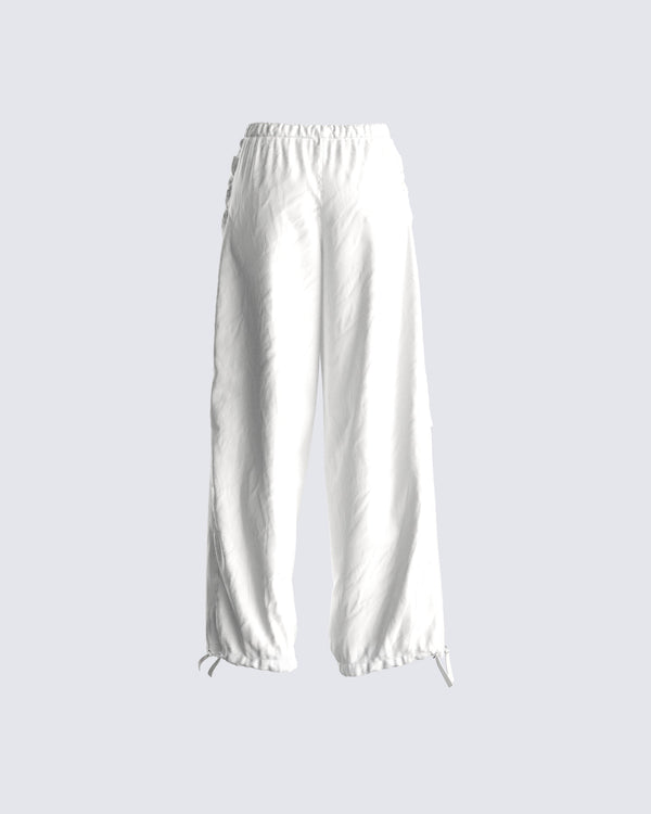 Finesse Maddox White Parachute Pant