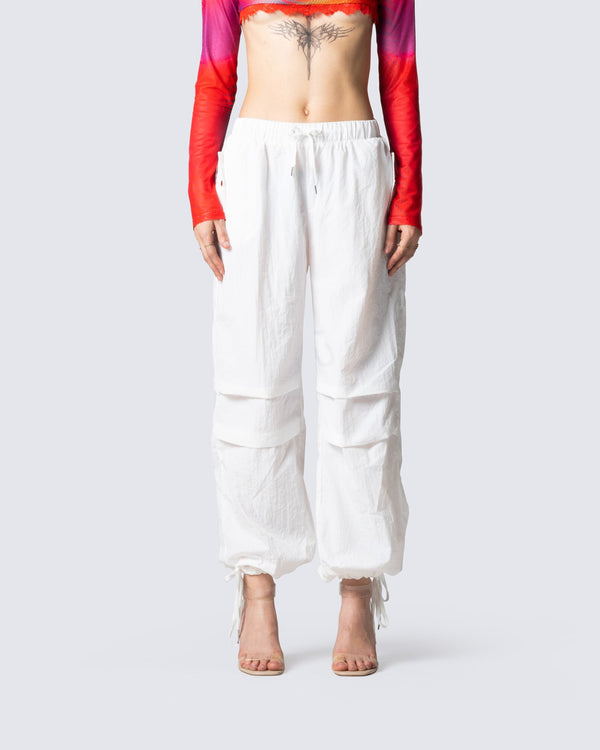 Finesse Maddox White Parachute Pant