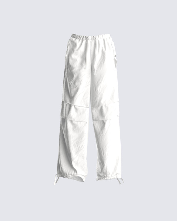 finesse Maddox White Parachute Pant