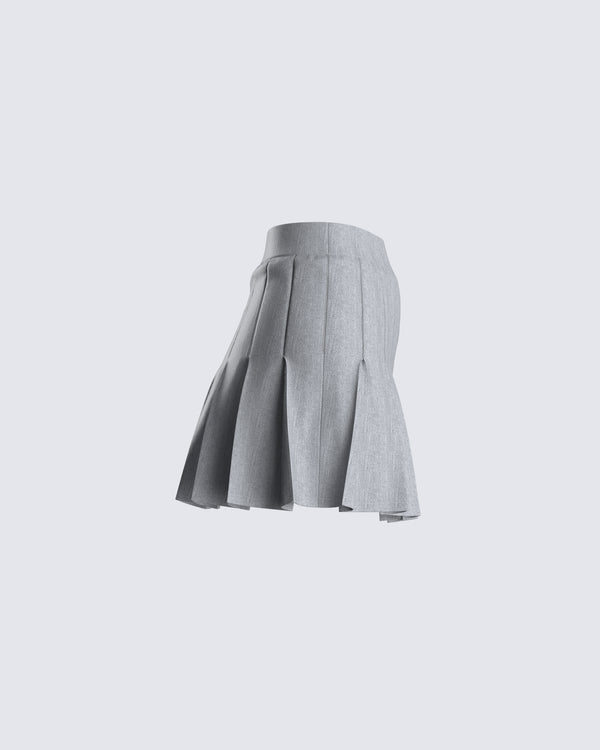 Finesse Madeleine Grey Pleated Mini Skirt