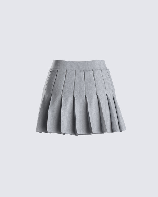 Finesse Madeleine Grey Pleated Mini Skirt