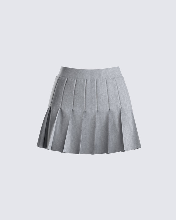 finesse Madeleine Grey Pleated Mini Skirt