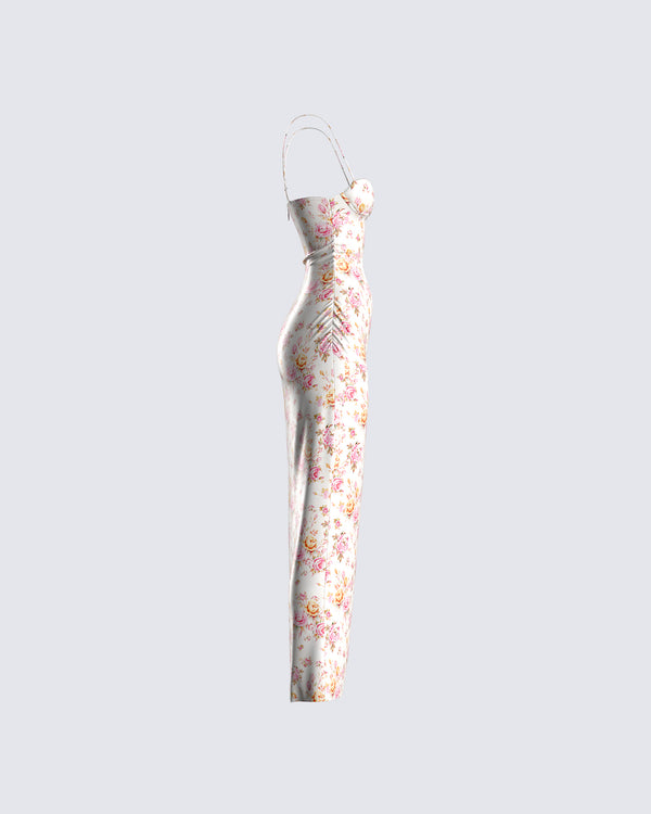 Finesse Maelle Ivory Flower Print Dress